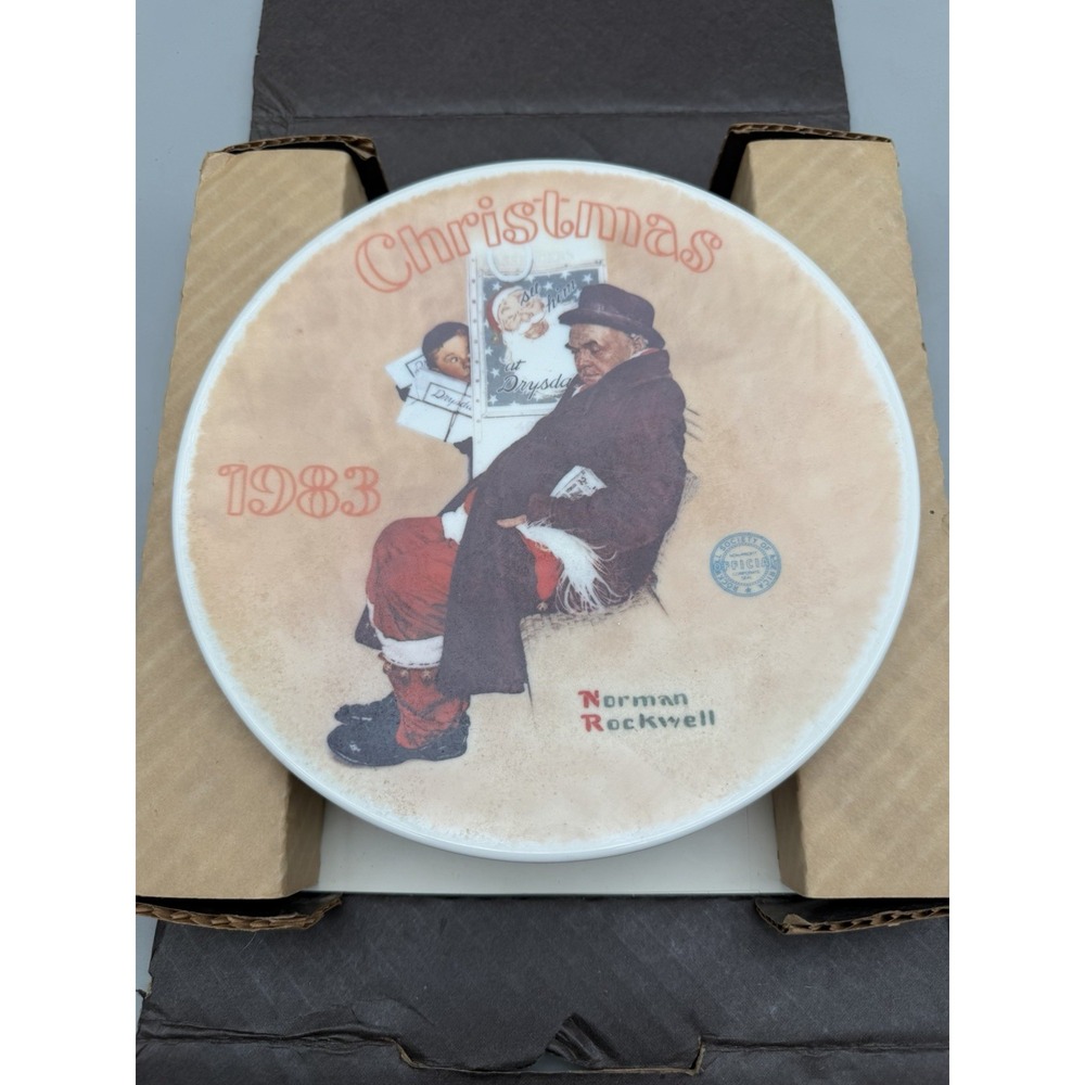 Norman Rockwell "Santa In The Subway " 1983 Plate Number 8592C EUC